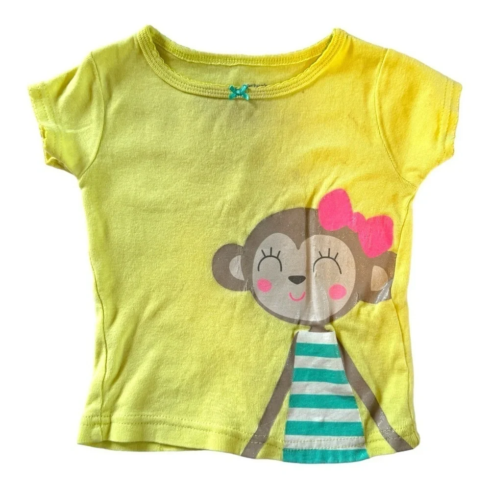 Bright Yellow Short Sleeve T-Shirt with Monkey